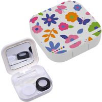 Portable Contact Lens Case Box Travel Kit Mirror + Bottle + Tweezers Container Holder [ Colorful Cute Flower Butterfly ]