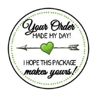 HotSaleStore Sticker Seals 48 Your Order My Made My Day in Green Envelope Seals Labels Stickers 1.2" Round