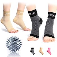 4GEAR SPORTLIFE 4G Plantar Fasciitis Socks Kit - 5PCs - 2 Pairs Foot Compression Sleeves & 1 Spiky Massage Ball - Best for Foot Pain Relief, Heel Spurs & Swelling