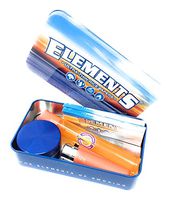 Bundle-Elements Rice Rolling Papers 1 1/4 Size 2 Packs-1.5" Hammercraft Grinder-Mini Clipper Lighter-Rolling Paper Store Acrylic Storage Tube Contained in an Elements Storage Tin