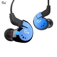 TRN V80 2BA+2DD Quad Driver Hybrid HiFi Metal in Ear Earphone IEM with 2 Pin Detachable Cable, 1.25m (Without Mic, Blue)