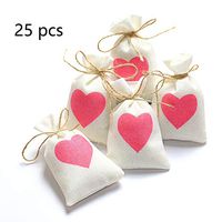 ToBeIT Burlap Gift Bags for Wedding Party Favors Craft Jute Sacks Project Jewelry Pouches (White 25(Rot Heart))