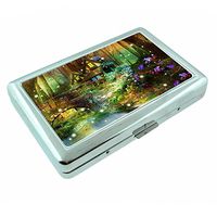 Fireflies Night Time Bugs S7 Silver Cigarette Case Metal Wallet Id Holder 4" X 2.75" RFID Protection