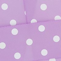 3/8" Grosgrain Ribbon White Dots 430 Light Orchid 25yd