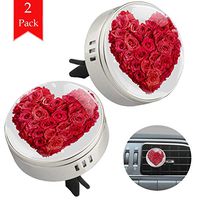 Rose Heart Car Aromatherapy Essential Oil Diffuser Crystal Glass Air Freshener Vent Clip Locket with 4 Refill Pads Silver metal Car Diffuser for Aromatherapy 34mm