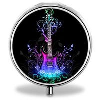 A Homim Compact 3 Compartment Medicine Case, Customized Magic Guitar Pill Organizer Metal Pill Box Pill Container for Purse, Travelling and Daily Needs