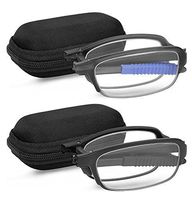 Reading Glasses 2 Pair Fashion Folding Readers with Cases Unisex Glasses for Reading for Men and Women +1.5