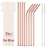 JOYECO 8 Pcs Reusable Metal Straws Stainless Steel Drinking with Case, 10.5 inches Extra Long for 20oz 30oz Tumblers, Rose Gold