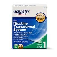 Equate - Step 1, Nicotine Transdermal System, Stop Smoking Aid, 21 mg, 14 Clear Patches