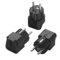 European Plug Adapter Schuko Type E/F for Germany, France, Europe, Russia,South Korea,Egypt, Iran, Indonesia,2-Pin Grounded Plug (Type E/F,3 Pack, Grounded)- Black Color