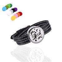 constantlife Adjustable Genuine Leather Band Bracelet Aromathrapy Jewelry Essential Oil Diffuser Fragrance Cuff Bangle (Beard)