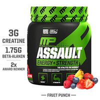 MusclePharm Assault Sport Pre-Workout Powder with High-Dose Energy, Focus, Strength, and Endurance with Creatine, Taurine, and Caffeine, Fruit Punch, Energy Drink Powder,30 Servings