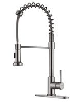 MQWOX Brushed Nickel Kitchen Faucet Pull Down sprayer, Stainless Steel Pull Out Kitchen Faucets, Single Handle High Arc Brass Spring Sink Faucet for Kitchen