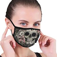 YOFFYO Anti-Allergies Dust Mouth Cover, Earloop Half Face Cover for Women Men, Hiking Outdoor Activities Face and Nose Cover, Adjustable Elastic Strap - Multi Colorful Flowers Sugar Skull