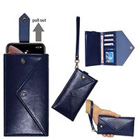 elecfan Cover for iPhone XI Pro Max, with Card Slot Wallet Case Flip Magnetic Cover Handheld Protector Cover for All 6.5-7.2 iOS and Android Phone - Dark Blue