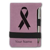 Mini Notepad, Cancer Awareness Ribbon, Personalized Engraving Included (Pink)