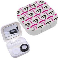 Portable Contact Lens Case Box Travel Kit Mirror + Bottle + Tweezers Container Holder [ WiFi Icon Hearts ]