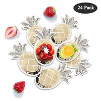 O-Heart 24 Pack Christmas Pineapple Paper Plates Disposable Gold Foil Pineapple Plates Tableware Set for Hawaiian Luau Wedding Party Supplies