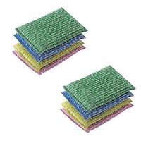 Miao Jie Scouring Pad - Scrubbing Sponges - Double Side Metallic Surface Scrubber for Kitchen and Bathroom Cleaning Dish Sponge for Dishes Pots Pans Utensils, in Assorted Color (2 Packs 8 Counts)
