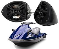 Compatible with Yamaha Wave Runner PWC Kicker Package Ks525 5.25" Custom Gloss Black Speaker Pods
