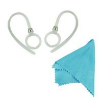 PL 2 New White Clips Stabilizers Earhooks Replacement Parts with Micro Fiber Cleaning Cloth