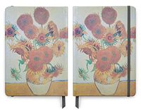 Van Gogh Art - PU (Vegan) Leather A5 Notebook - Lined Pages - Sunflowers in Vase
