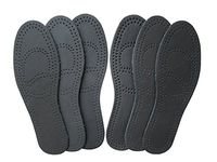 Bellcon Leather Shoe Insoles for Women Full Length Shoe Pads Nonskid Boot Inserts Black Thin Shoe Pads with Activated Carbon Odor Control (3 Pairs/Womens US 7-7.5)