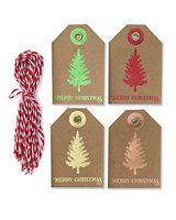 George Stanley Assorted Foil Trees Holiday Tags & String