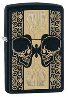 Zippo Skulls Pattern Pocket Lighter, Black Matte
