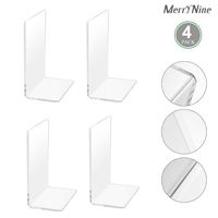 MerryNine Plastic Acrylic Bookends Pair Organizer Bookshelf Decor Decorative Bedroom Library Office School Supplies Stationery Gift (Plastic Acrylic_2 Pairs)