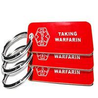My Identity Doctor - 3 Pre-Engraved Taking Warfarin Plastic Medical Alert ID Keychains, Small 2.25 x .79 Inch