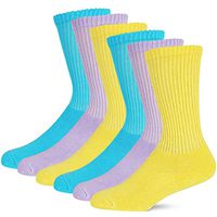+MD Women's Non-Binding Bamboo Diabetic Socks 6 Pack Circulatory Full Cushion Crew Socks Multicolor,Shoe Size 5-10
