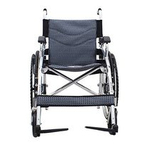FC-LY Lightweight Folding Transit Travel Wheelchair with Brakes - Only 12Kg,Propelled Wheelchair in Compact Design,Blue
