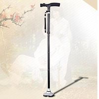 CW&T WW Old People Crutches Aluminum Alloy Multifunction Walker LED Lights Folding Telescopic Non-Slip Walking Stick