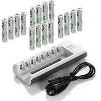 16x AAA 800mAh NI-MH Rechargeable Batteries + 8-Channel AA AAA Battery Charger