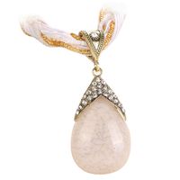 WaiiMak Bohemian Jewelry Statement Necklaces Women Rhinestone Gem Pendant Collar (White)