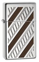 Zippo High Polished Chrome Slim Armor Rope Band Pocket Lighter