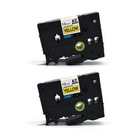 Compatible For brother Tze631 0.47 Inch 26.2feet (12mm/8m)p touch laminated Black on Yellow Standard Replace Waterproof Label Tape maker PT-H110/PT-D200/PT-D210/PT-D400/PT-D600/PT-1280/PT-1290(2PACK)