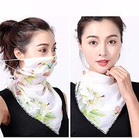 3pcs Floral Chiffon Face Shield Mask Scarf Bandana Sun Protection for Women Girls Outdoor Dust, Pollen (Style9)