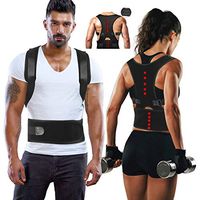 Magnetic Back Support for Posture Corrector with 10 Magnets and Adjustable Straps and Breathable Mesh Panels (Black, M)