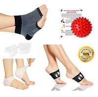 New Plantar Fasciitis Pain Relief Recovery 4-in-1 bundle, Compresson Sleeves, Copper Arch Compression Braces, Silicone Heel Protectors, Massage Ball, - Increases circulation, Heal Spurs, Night Splints
