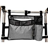 HNYG Waterproof Walker Bag,Wheelchair Side Bag with Cup Holder,Multifunctional Storage Bag for Rollator and Scooter,Universal,Gray