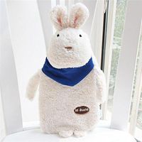 New Creative Cute Cartoon Rabbit Hot Water Bottle Bag Safe And Reliable Plush Rubber Washable Household Warm Items3 White