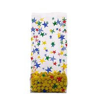 Small Colorful"Primary Stars" 7x2x3" Cello Cellophane Treat Food Snack Bags (75 ct)