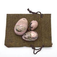 Yoni Eggs Rhodonite Jade Natural Massage Stone Set of 3 Jade Yoni Eggs with Linen Packaging for Training Love Muscles Kegel Exercise Jade Yoni Egg Set for Women