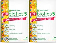 Naturo Sciences, Chewable Kids Digestive Probiotics, Nitrogen Filled Blister Packs for Product Freshness, 30 Once Daily Sugar Free Natural Tangerine Flavor - Pack of Two