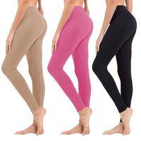 High Waisted Leggings for Women - Soft Athletic Tummy Control Pants for Running Cycling Yoga Workout - Reg & Plus Size (3 Pack Black, HotPink, PeachPuff, US 12-24)