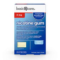 Basic Care Nicotine Polacrilex Gum, 4 mg (nicotine), Stop Smoking Aid, Original Flavor Uncoated, 20 Count