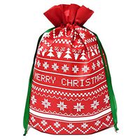 Inpluser Christmas Gift Bag with Drawstring and Band Mouth to Store Candy Packing Bag Christmas Party Supplies and Decorations