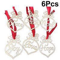 ROSENICE Wooden Hanging Tags 6pcs Wooden Ornament Christmas Tree Hanging Tags Pendant Decor Christmas Decorations